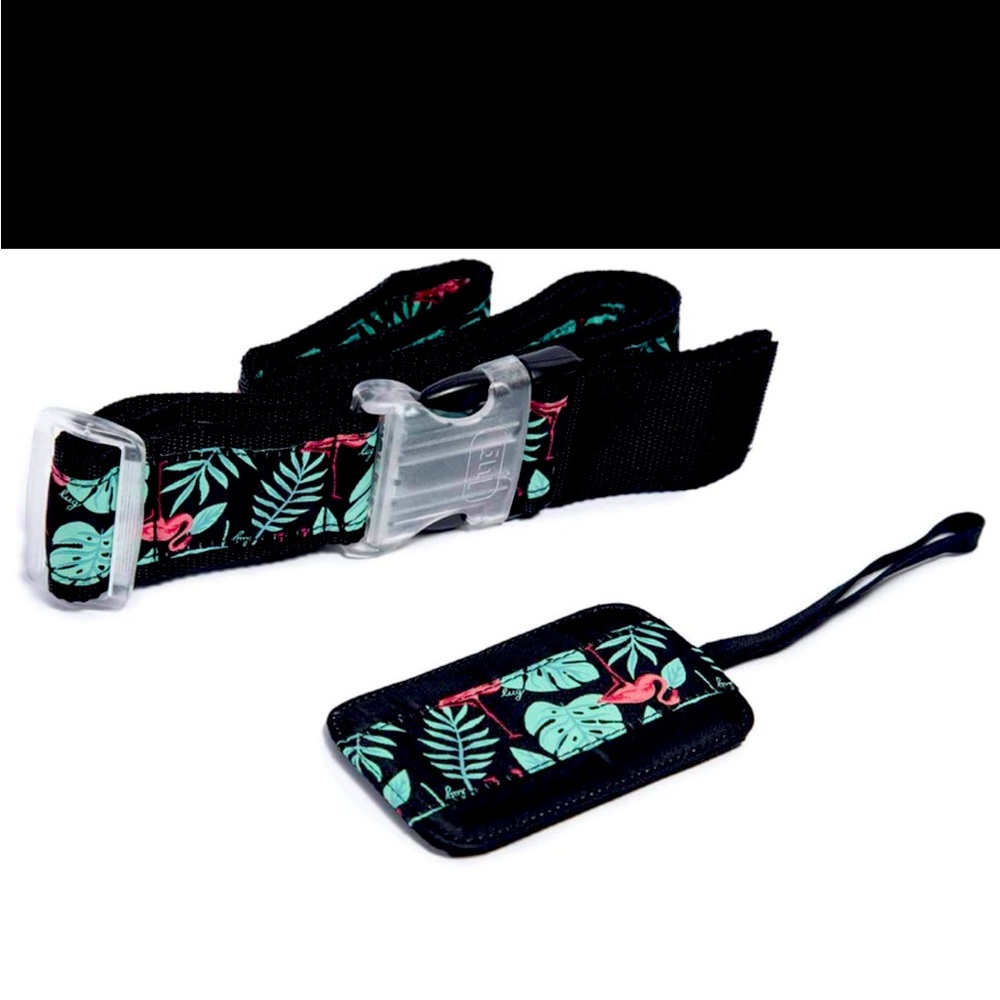 NWT: LUG BAGGABE CLAIMS & LUGGAGE TAGS- FLAMINGO BLACK